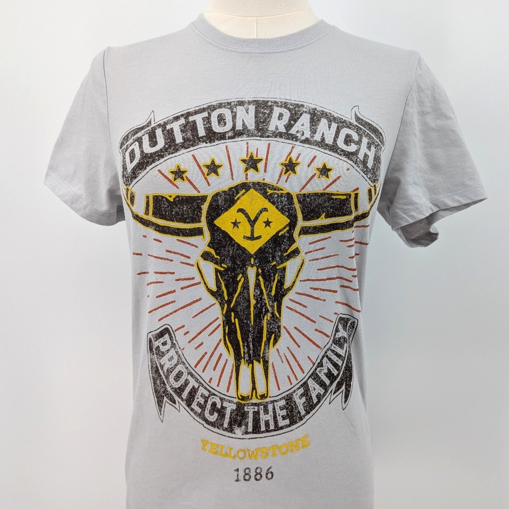 Yellowstone Dutton Ranch Graphic Tee Western Cowboy Core Fitted Top Size XS - Picture 7 of 7